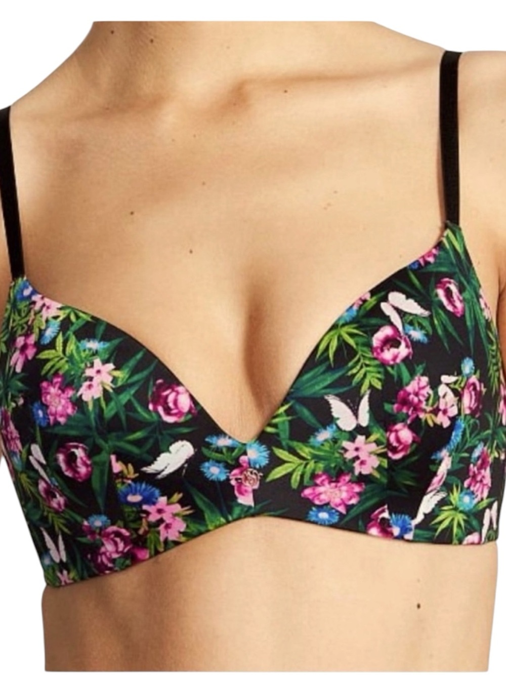 VICTORIA's SECRET "SO OBSESSED" Floral Print T-Shirt Bra 36DDD (38F) -- NWT!!!!